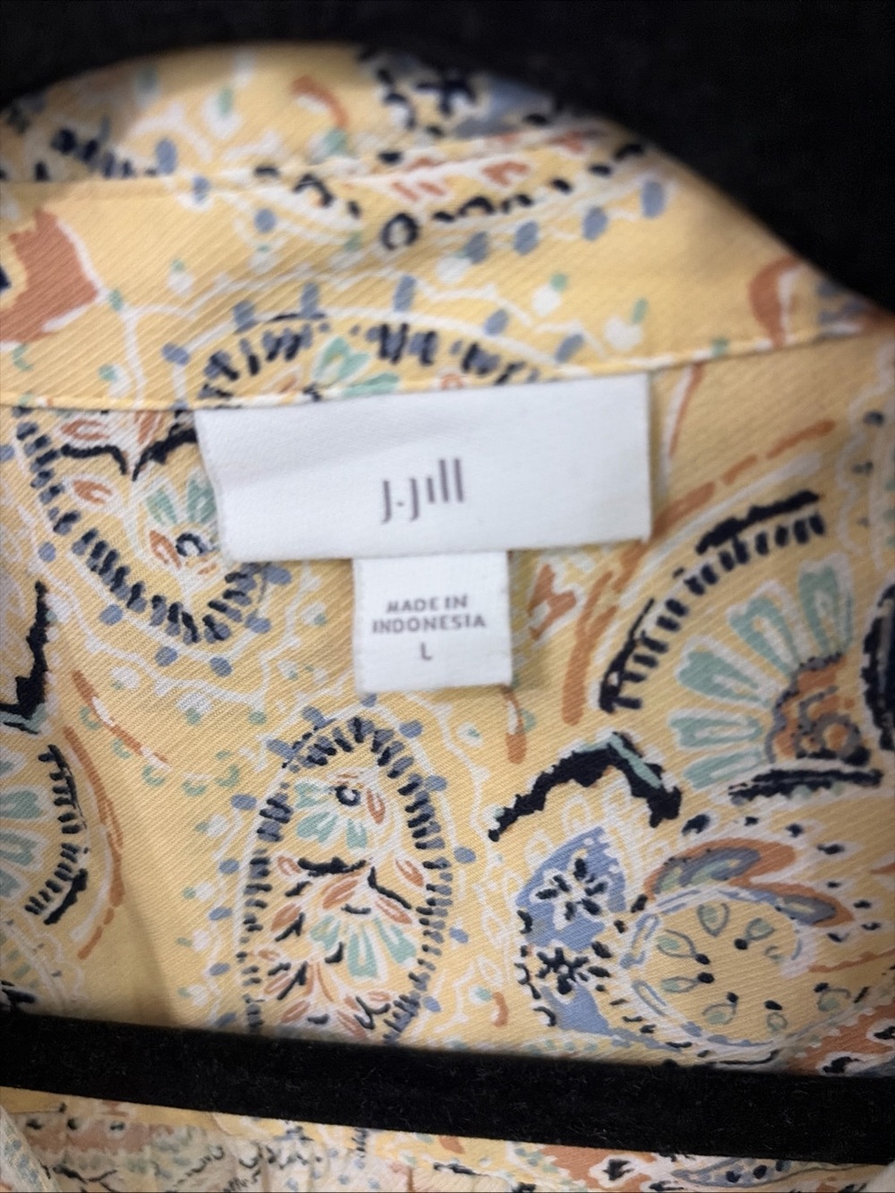J. Jill women’s Butter Yellow Paisley Long-Sleeve pullover shirt - Picture 2 of 11
